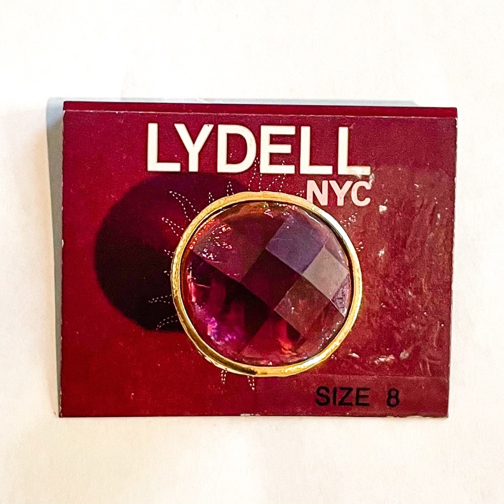 LYDELL NYC Ruby Red Gold Tone Ring
